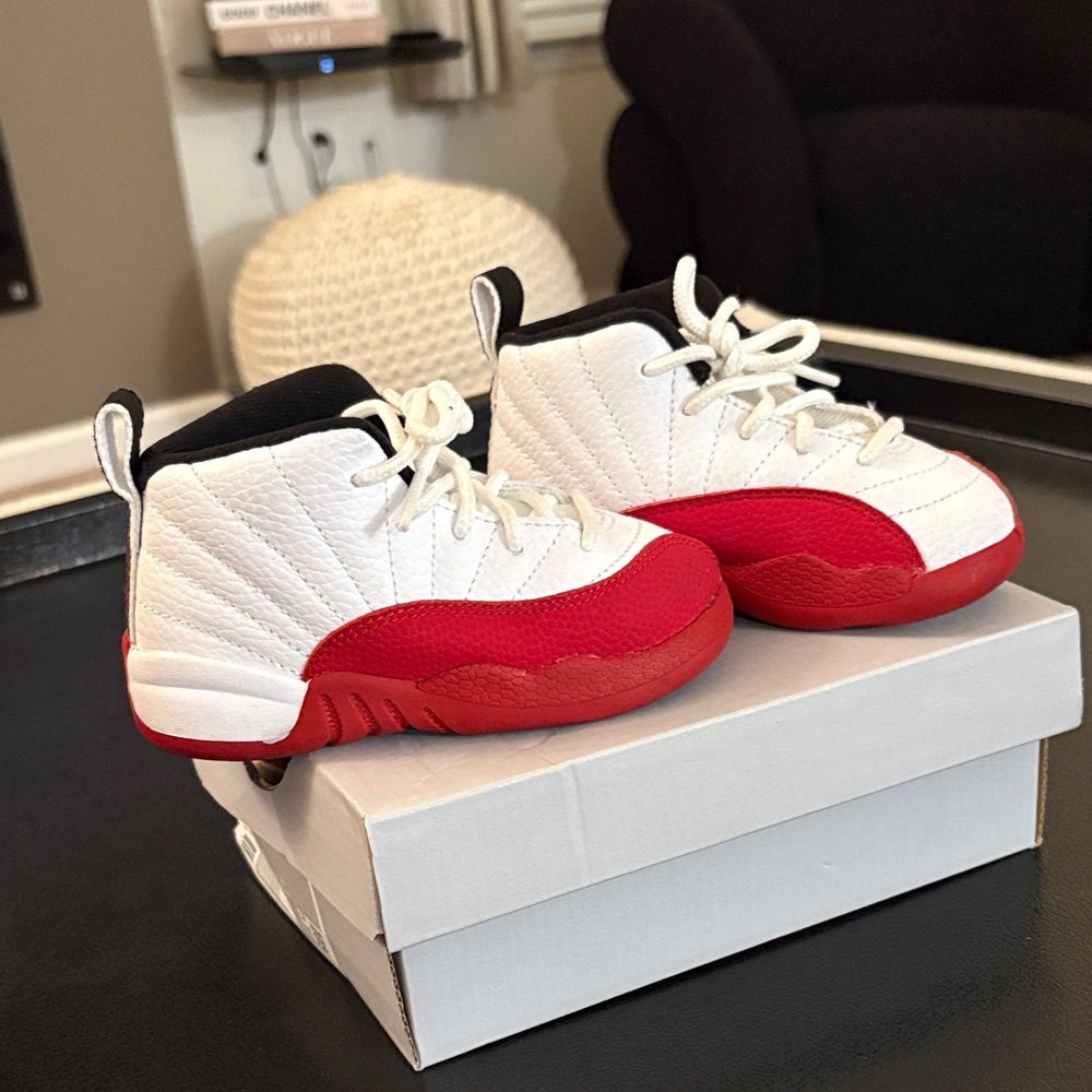 Jordan Kids White and Red Sneakers